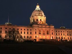 A night shot of the Minnesota State Capitol building in St. Paul Minnesota Stock Footage