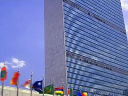 UN Building. Zoom Out Stock Footage