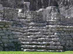 Mayan construction technic at Tulum zoom Stock Footage