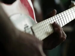 C/U Playing electric guitar Stock Footage