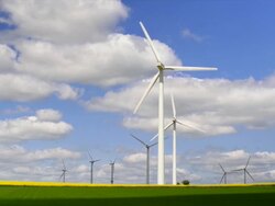 HD Wind Farm in Spring (Real Time) Stock Footage