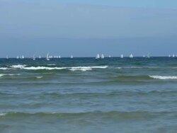 Many sailing ships on the horizon Stock Footage