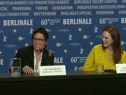 INTERVIEW: Director Lisa Cholodenko and Julianne Moore on composting and their gardens. at the The Kids are Alright Press Conference: 60th Berlin Film Festival at Berlin . (Footage by WireImage Video/GettyImages) Stock Footage