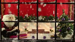 Shop window display at Christmas with snow Stock Footage