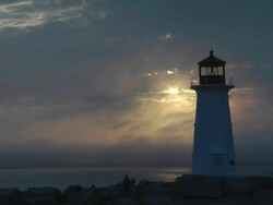 Peggy's Cove Lighthouse in Fog Stock Footage