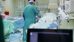 Surgeon prepares a patient for operation Stock Footage