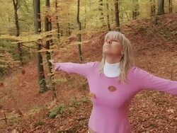 HD SLOW MOTION: Woman Throwing Leaves In The Air Stock Footage