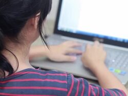 Woman Typing at Keyboard Stock Footage
