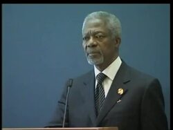 Kofi Annan questioned about Taiwan''s involvement in summit News Clip