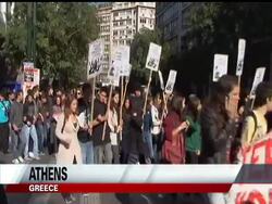 Greece braced for a barrage of strikes early Wednesday, as the country's unions and civil servants protested the government's austerity measures. News Clip