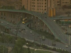 Motorway and high-rise buildings, Esfahan, Iran (sound available) Stock Footage