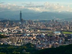 Airplane take off ,City of Taipei Stock Footage