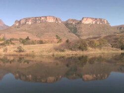 WS PAN Shot of lake  / Unspecified, Western Cape, South Africa Stock Footage