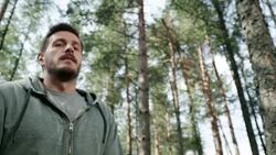 Male runner taking a breath Stock Footage