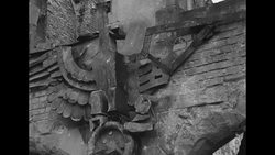 Damaged icons of destroyed Nazi Germany in Nuremberg News Clip