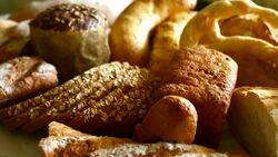 Fresh breads and rolls. Stock Footage