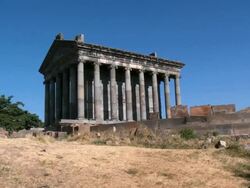 MS View of Garni Gorge temple / Garni, Armenia Stock Footage