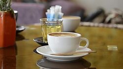 coffee cup in the cafe Stock Footage