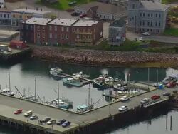 WS AERIAL View of Port of Eastport / Maine, United States Stock Footage
