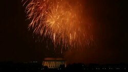 Fourth Of July Celebrated With Fireworks Over Washington, D.C. Stock Footage