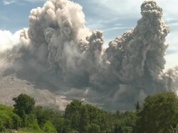 Large Destructive Pyroclastic Sweep Down Sinabung Volcano During Major Eruption Stock Footage