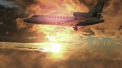Jet Plane Flying at Sunset Begins To Crash Stock Footage
