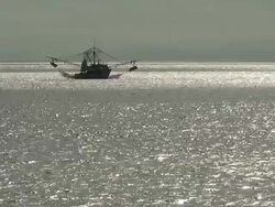 Shrimp fishing ship - Costa Rica scenics Stock Footage