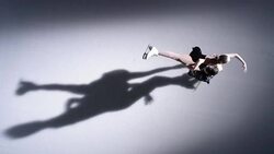 SLO MO CS Skating pair in a spinning pose Stock Footage