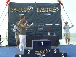 ATMOSPHERE - Award ceremony at Nautica Malibu Triathlon Presented by Equinox on 9/8/13 in Malibu, CA. Stock Footage