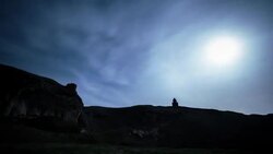 Spinning time-lapse of night sky over Eastern Anatolian valley Stock Footage