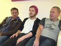 INTERVIEW - 911 on  new fans at 911 Boy band Interview Stock Footage