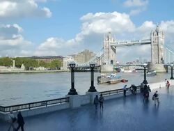 T/L London Tower Bridge And The Queen's Walk Stock Footage