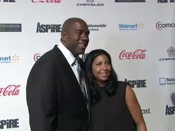Earvin Magic Johnson and Cookie Johnson at "ASPiRE" Television Network Launch Event Stock Footage