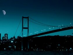 Bosphorus Bridge and Moon Stock Footage