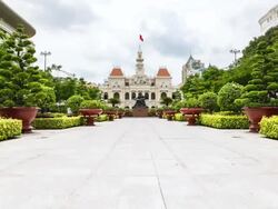 WS T/L TU View of Ho Chi Minh City Hall / Ho Chi Minh City, Southeastern, Vietnam Stock Footage