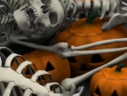 (Loop) Pumpkins and Skeletons for Halloween Stock Footage