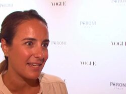 INTERVIEW - Claudia Falcone at The Visionary World of Vogue Italia Presented by Peroni Nastro Azzurro Stock Footage