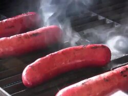 Hot Barbecue Pit - Sausage Stock Footage