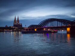 Cologne Cathedral and HohenzollernbrÃ¼cke Stock Footage