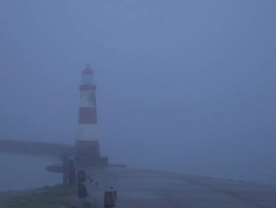 mini-Lighthouse at pre-dawn Stock Footage