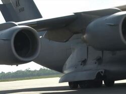 C-17 Military Transport Delivers Supplies Stock Footage