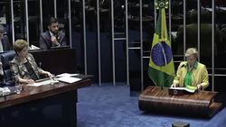 CLEAN : Rousseff answers questions at impeachment trial in Brasilia News Clip