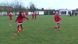 Girls football training session News Clip
