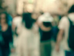 HD:Depfocused people in Istiklal Street Stock Footage