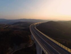 HD HELI: Panoramic Viaduct At Sunset Stock Footage