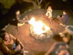 Group of people on a campfire circle Stock Footage