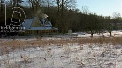 Static shot of a country home in the countryside by day in the snow, clip 6 Stock Footage