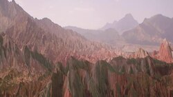 View of rainbow mountains in Zhangye Danxia Landform, China Stock Footage