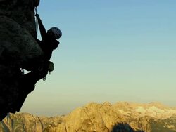 HD: Rock Climber Attaching The Quickdraw Stock Footage