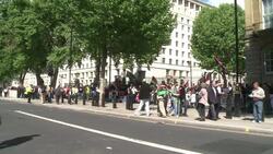 CLEAN: London: protests in support of Britain-rebel alliance News Clip